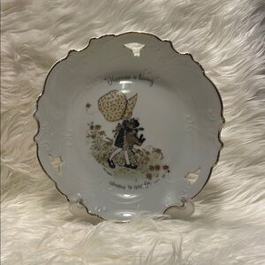 Decorative Plate with Gold Accents